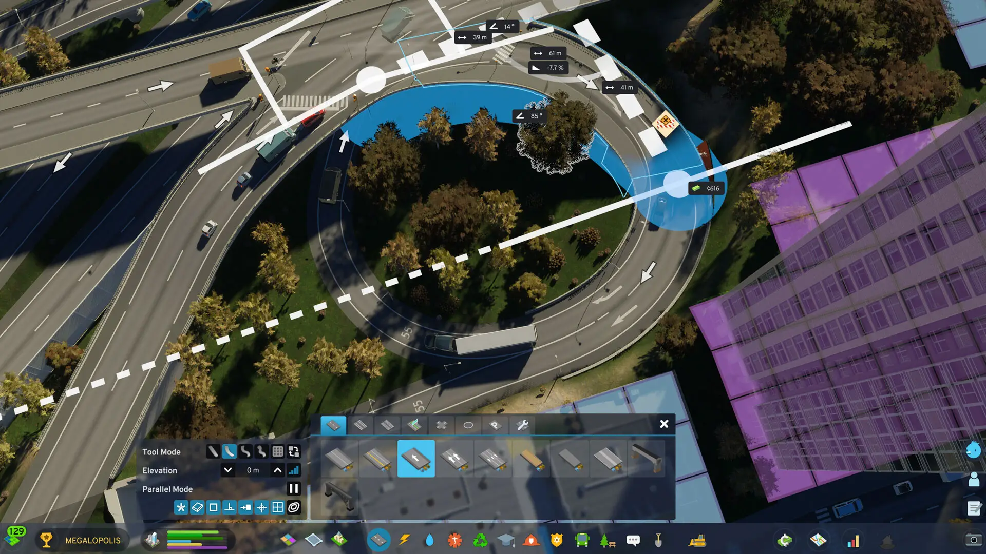 Captura de tela oficial de Cities: Skylines II mostrando uma cidade com prédios e avenidas